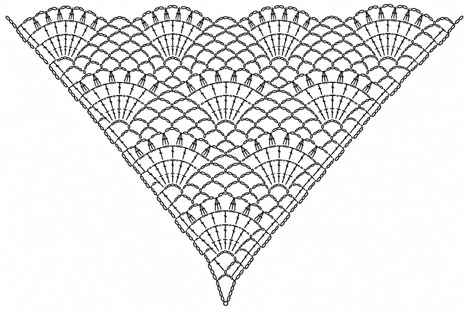 Muestra de Patrón calado a crochet: video y esquema triangular