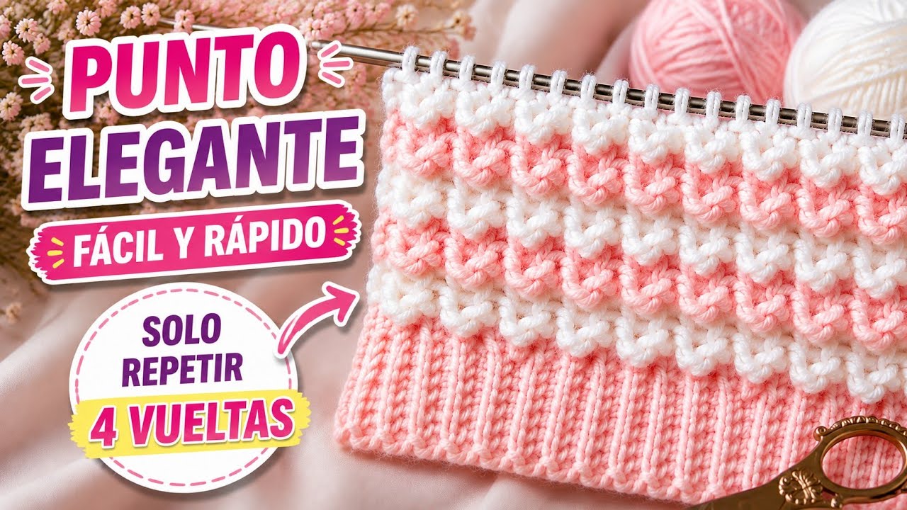 Muestra de Punto elegante a dos agujas: fácil y rápido
